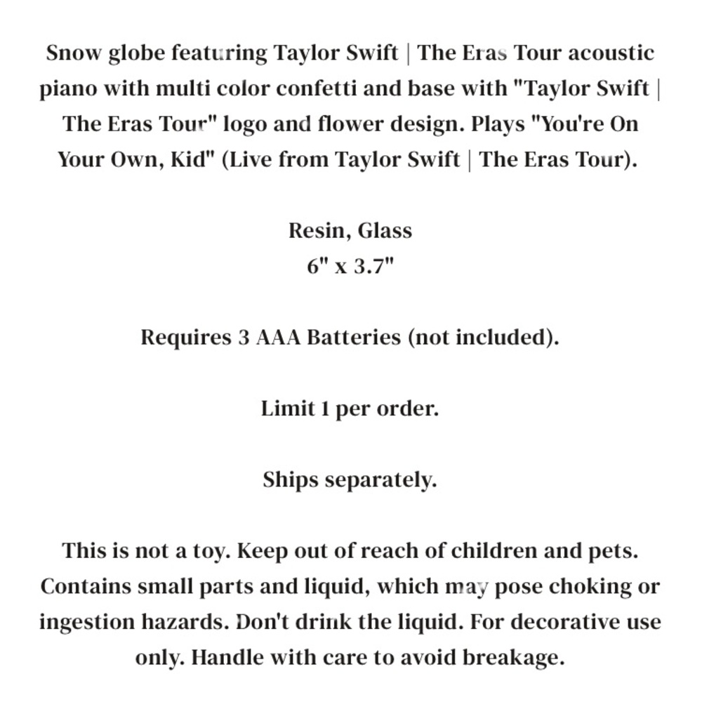 🎵NIB! Taylor Swift The Eras Tour Acousic Piano Snowglobe - Picture 7 of 7